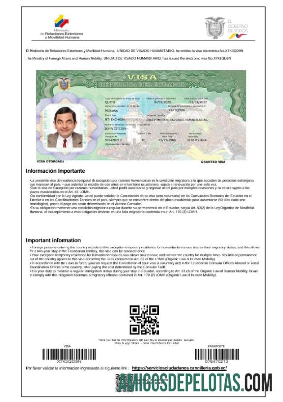 اعلیٰ معیار ایکواڈور سفر ویزا ٹیمپلیٹ in Word and PDF فارمیٹ, ورژن 2