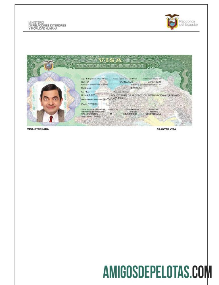 قابل ترمیم ایکواڈور سفر ویزا ٹیمپلیٹ in Word and PDF فارمیٹ, ورژن 3