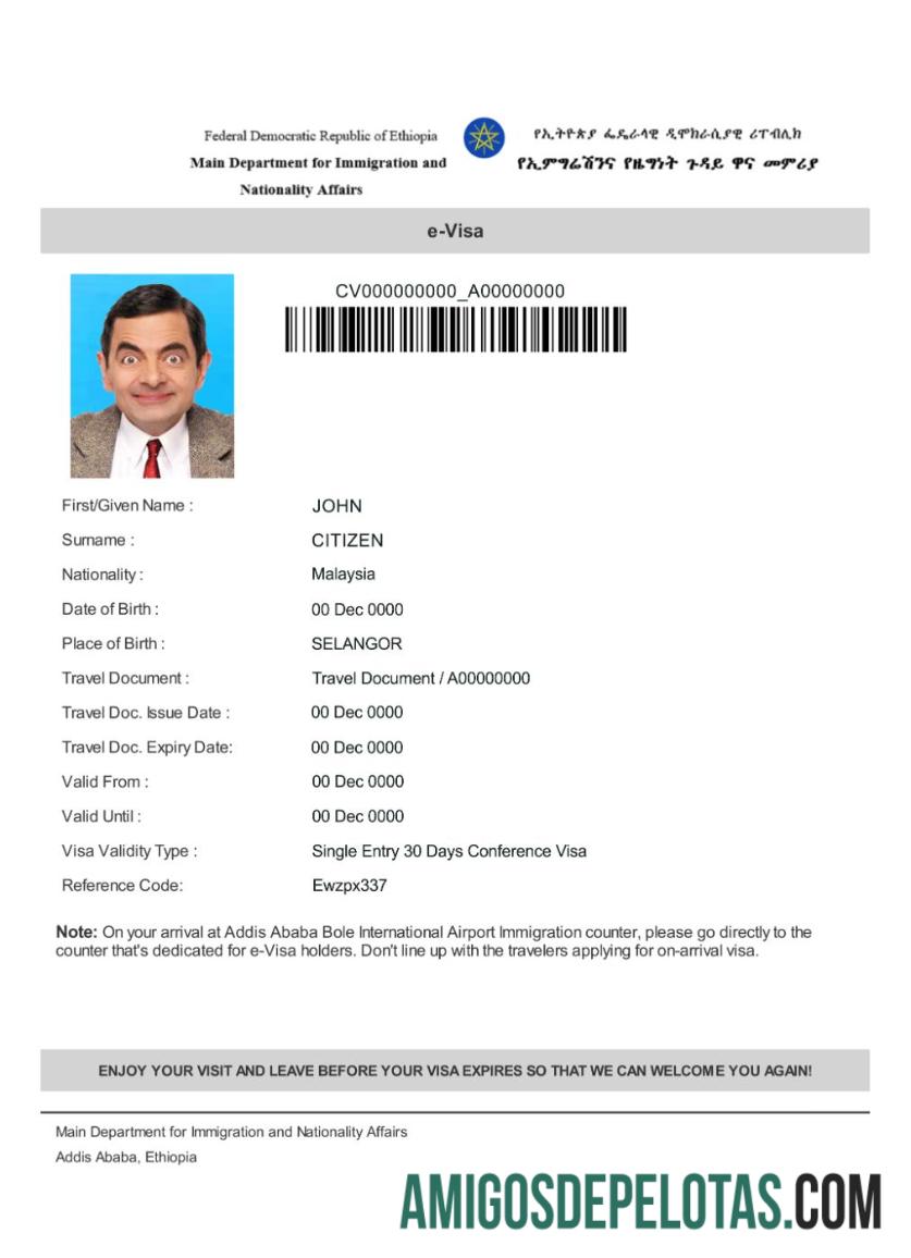 ایتھوپیا e ویزا پیش نظارہ