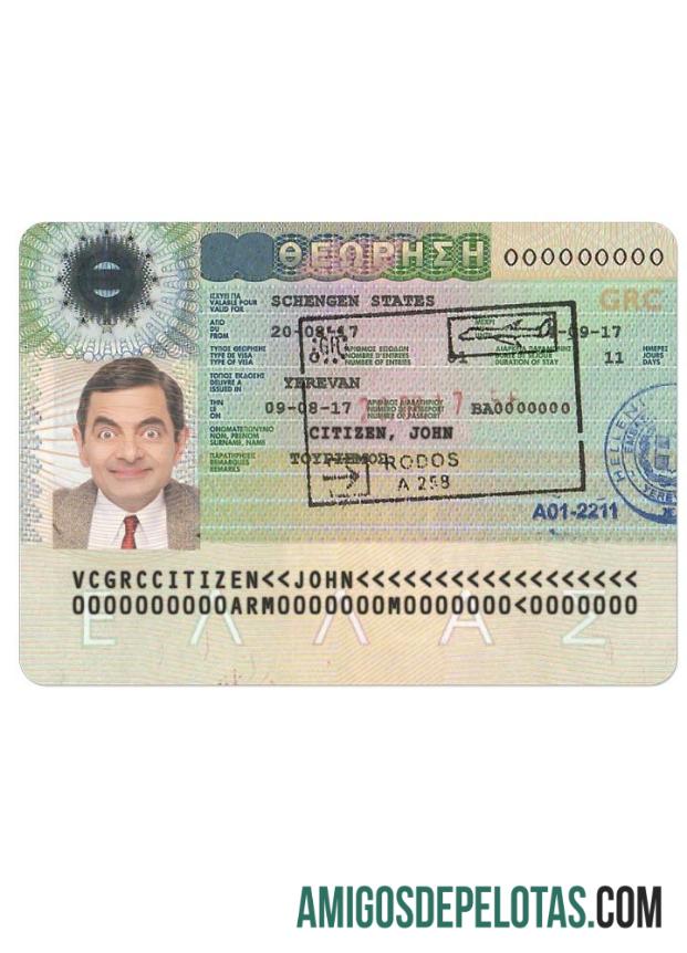 یونان schengen ویزا ورژن 2 نمونہ