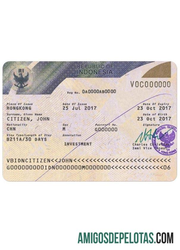 انڈونیشیا ویزا ورژن 2 نمونہ