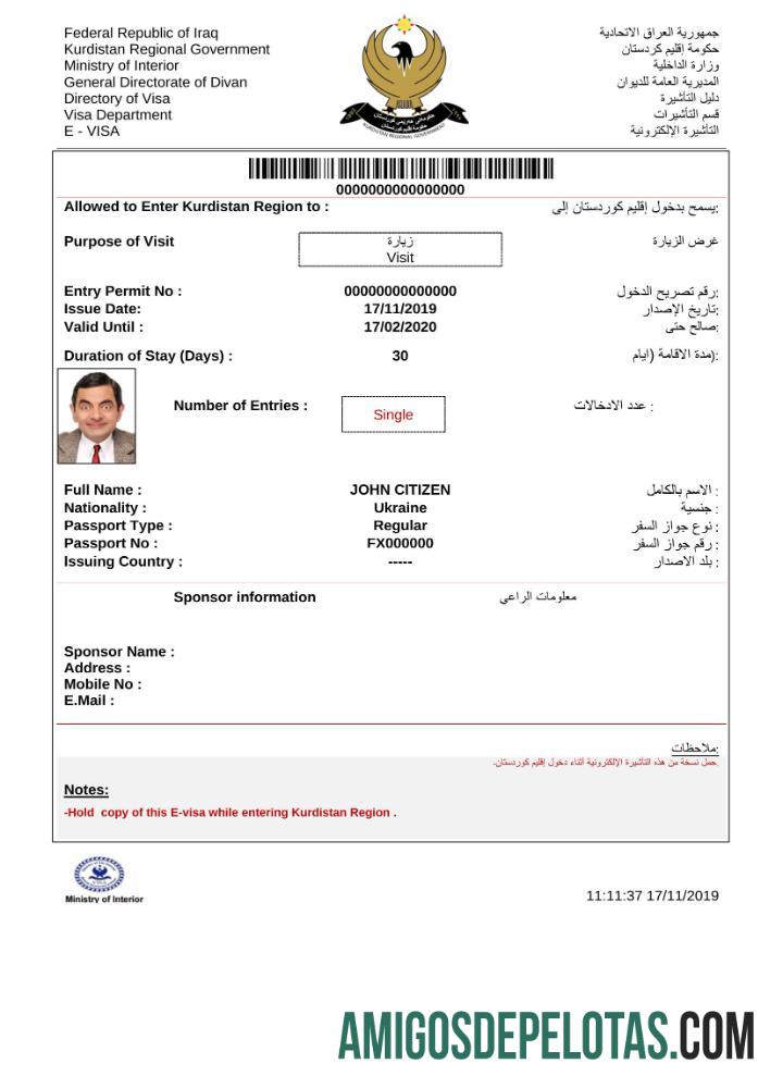 اعلیٰ معیار عراق e ویزا in Word and PDF ٹیمپلیٹ