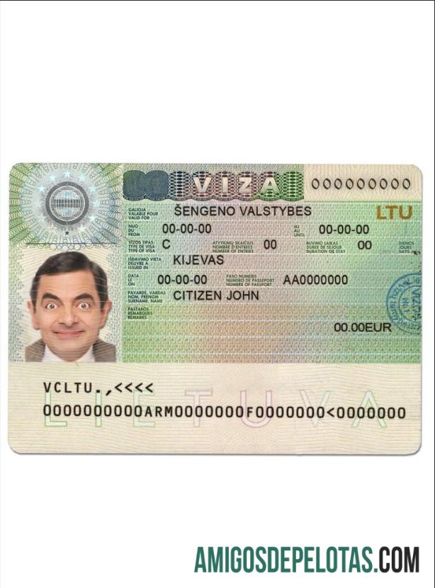 لتھوانیا (Litva) Schengen ویزا نمونہ