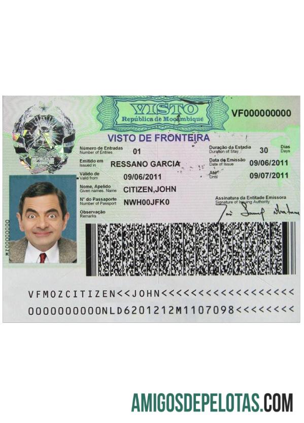موزمبیق ویزا ڈیزائن