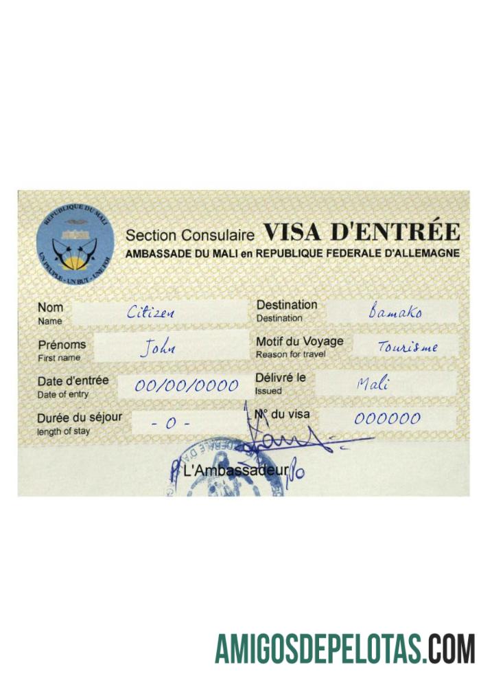 مالی Republic سفر ویزا ٹیمپلیٹ