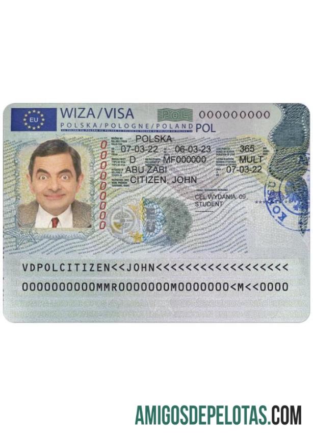 پولینڈ ویزا نمونہ