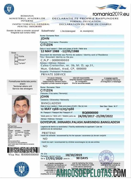 رومانیہ e ویزا ٹیمپلیٹ