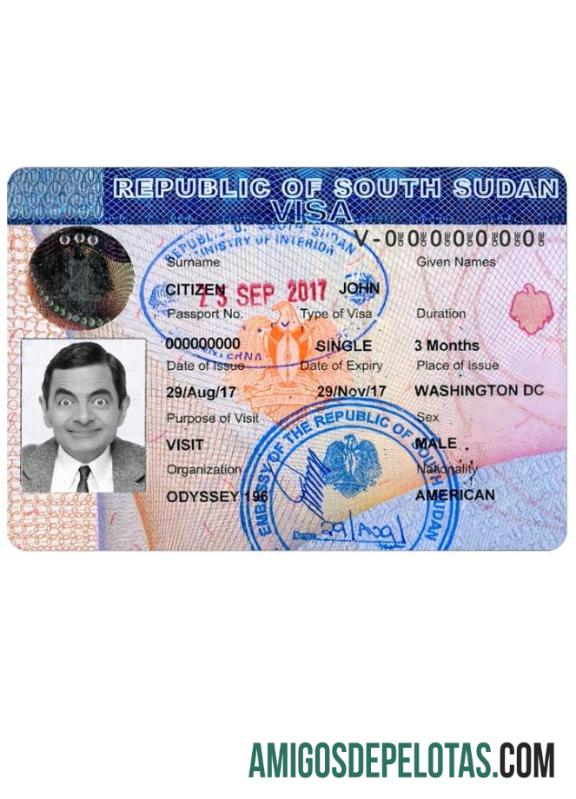 جنوبی سوڈان سفر ویزا ٹیمپلیٹ