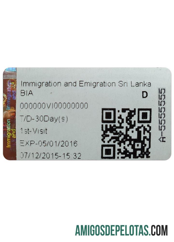 سری لنکا IMMIGRATION AND EMIGRATION نمونہ