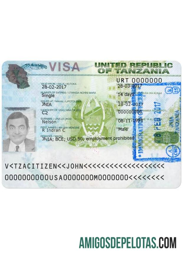 تنزانیہ سفر ویزا ورژن 2 ٹیمپلیٹ