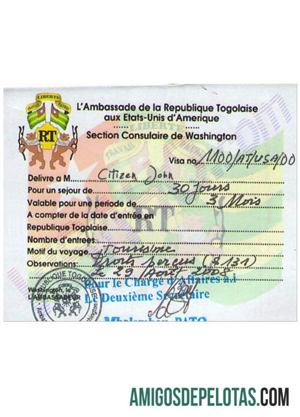 TOGOLAISE ویزا ٹیمپلیٹ