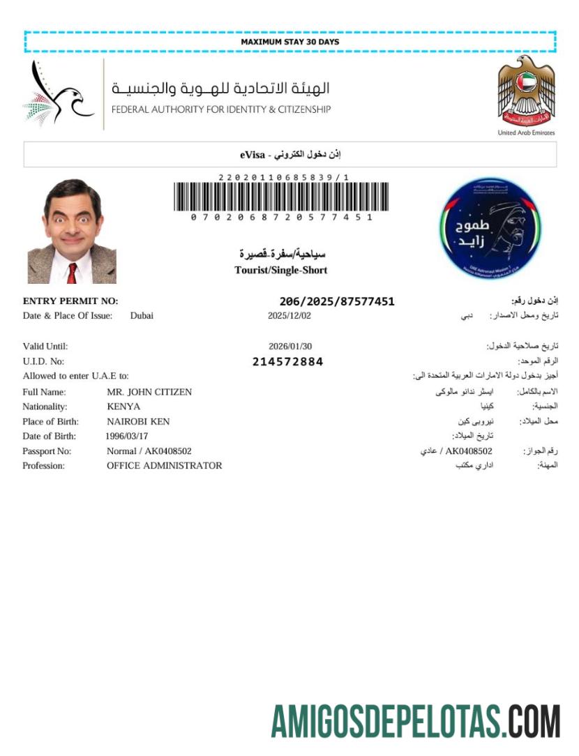 قابل ترمیم متحدہ عرب امارات e ویزا ٹیمپلیٹ in Word and PDF فارمیٹ, ورژن 6