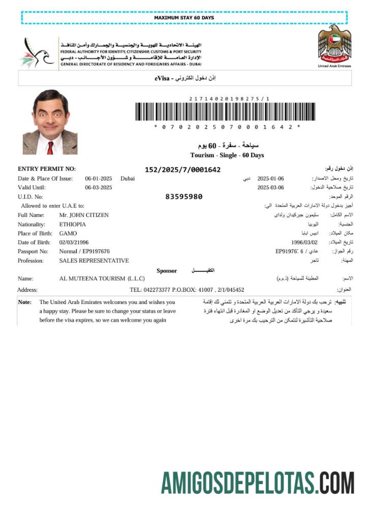 اعلیٰ معیار متحدہ عرب امارات e ویزا ٹیمپلیٹ in Word and PDF فارمیٹ, ورژن 8