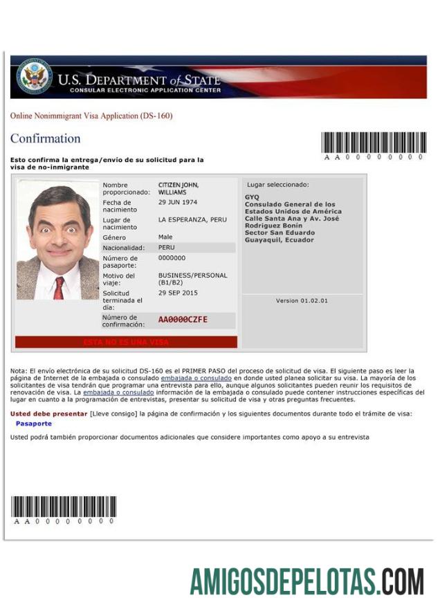 امریکہ nonimmigrant ویزا درخواست (DS 160) پیش نظارہ