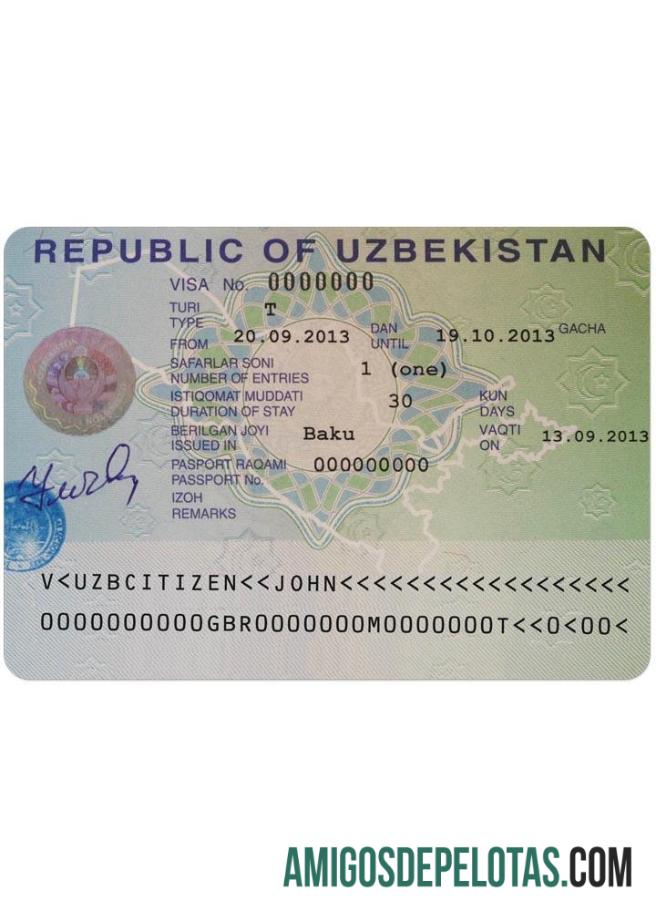 ازبکستان ویزا ٹیمپلیٹ