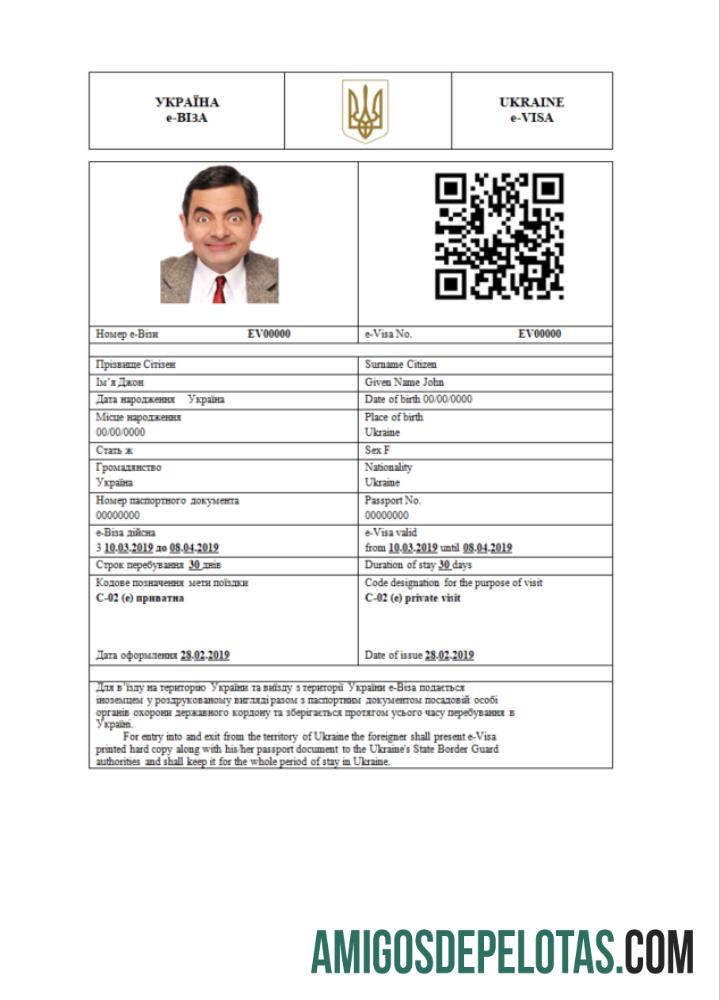 حقیقت پسندانہ یوکرین e ویزا in Word and PDF ٹیمپلیٹ
