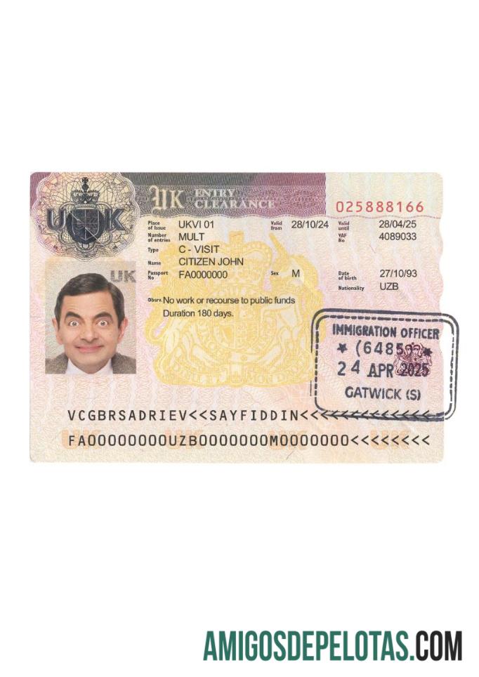 برطانیہ داخلہ ویزا 2024 موجودہ نمونہ