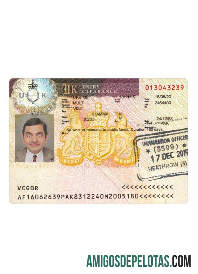 برطانیہ ویزا 2019 موجودہ نمونہ