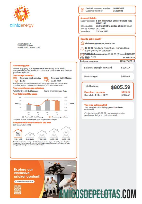 Berkualitas Australia Alinta Energy Tagihan Tagihan templat in Word and PDF format, versi 2