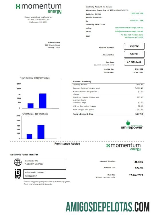 Australia Momentum Energy Tagihan Tagihan makering