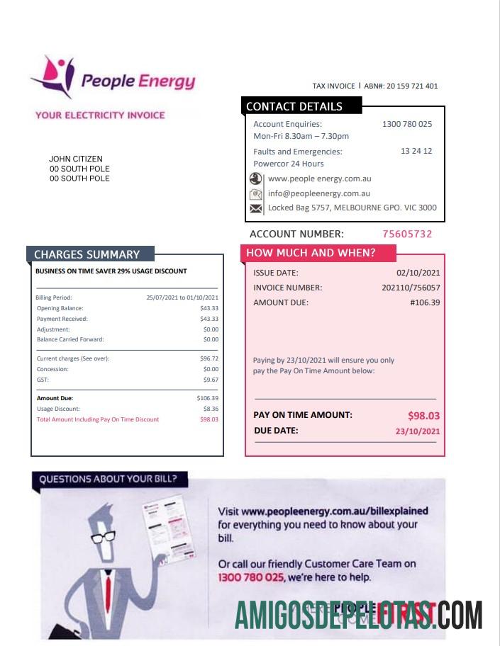 Australia People Energy Listrik Tagihan Tagihan pratinjau