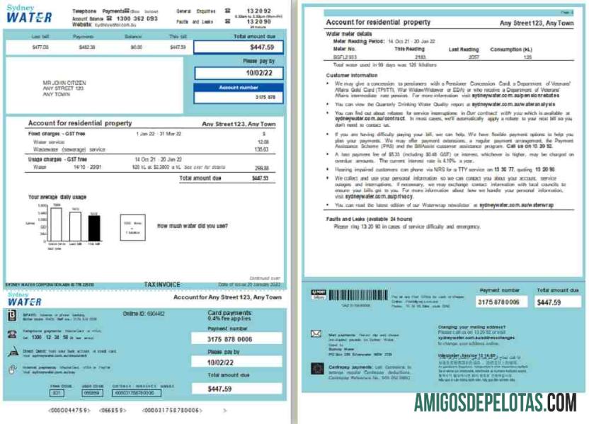 Berkualitas Australia Sydney Air Tagihan Tagihan, Word and PDF templat, 2 pages