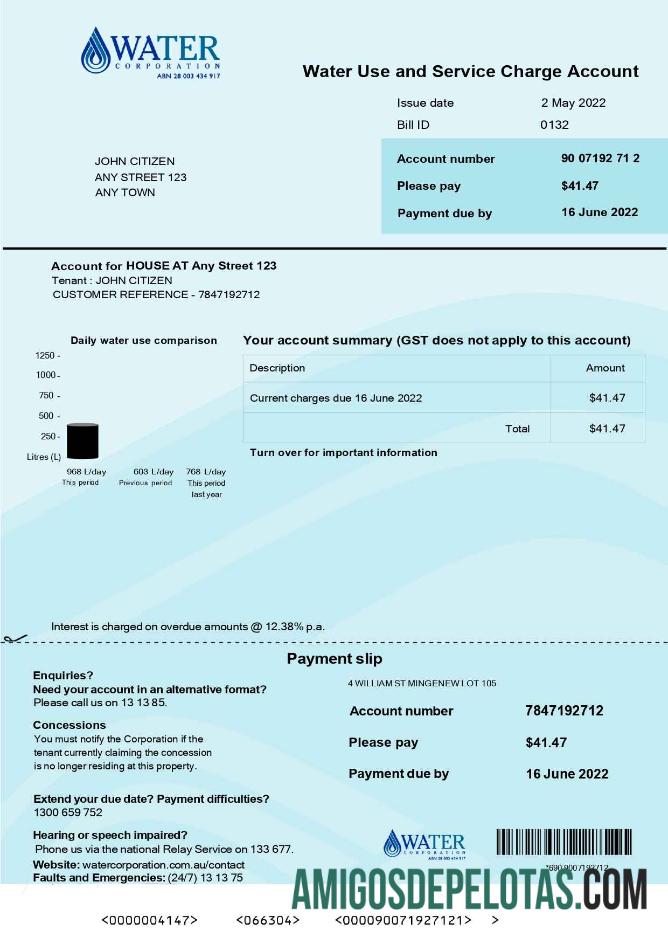 Premium Australia Air Corporation WA Tagihan Tagihan .doc and .PDF templat
