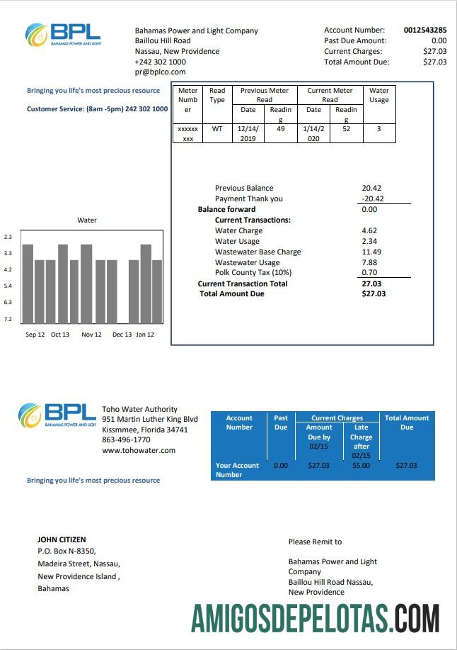 Premium Bahama Power and Light Perusahaan Tagihan Tagihan templat in Word and PDF format