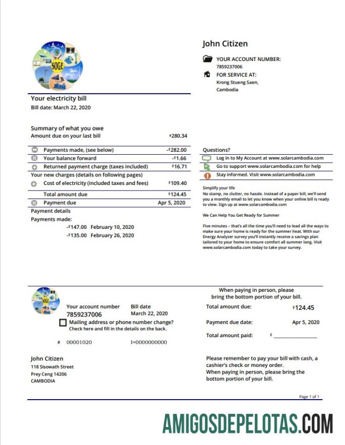 Berkualitas Kamboja Solar hijau Energy Kamboja Co Tagihan Tagihan templat in Word and PDF format