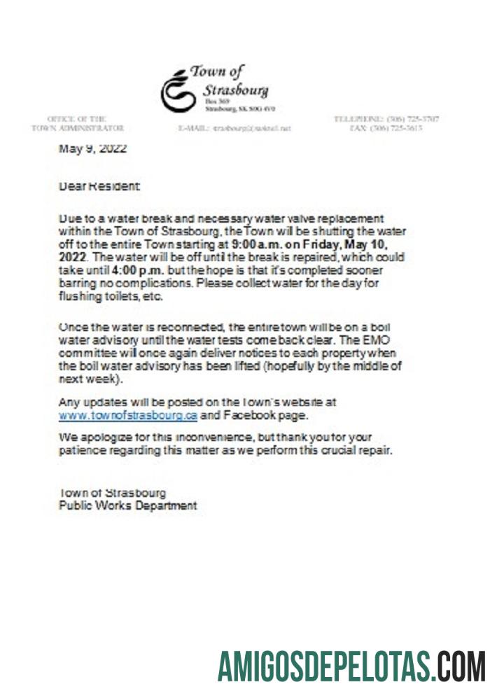 Kanada Saskatchewan Town of Strasbourg Air Tagihan shut off notice desain