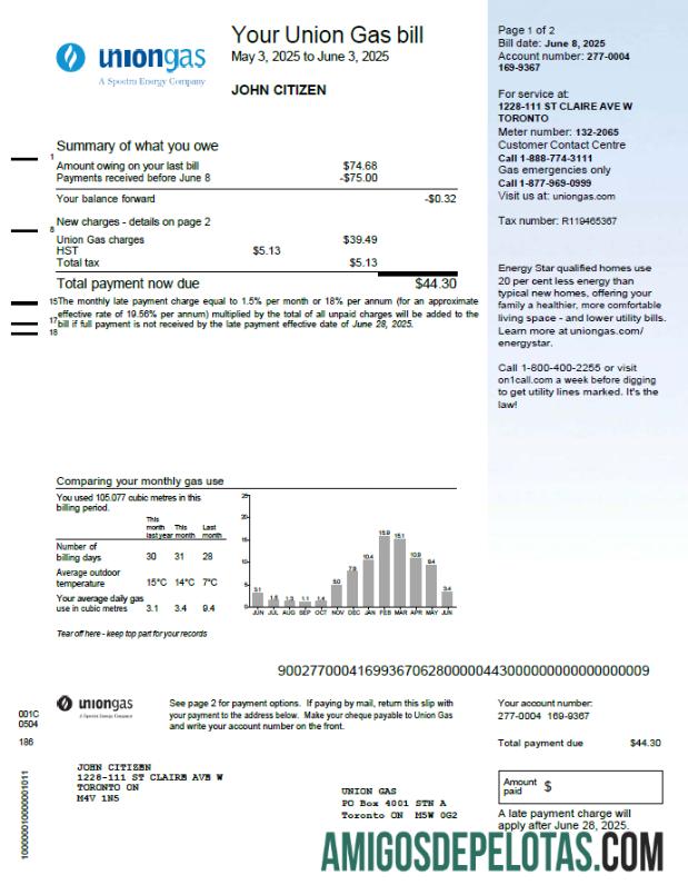 Dapat Diedit Kanada serikat Gas Tagihan Tagihan templat in Word and PDF format