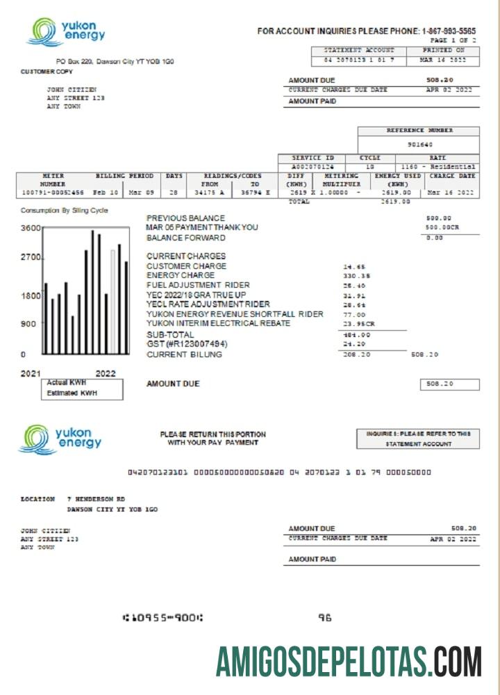 Kanada Yukon Energy Tagihan Tagihan desain