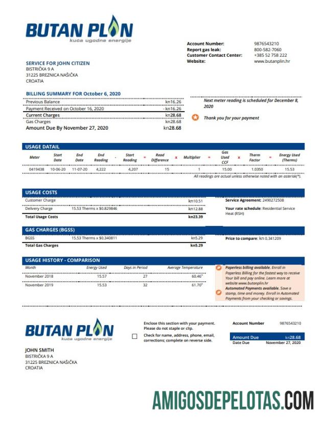 Kroasia BUTAN PLIN d.o.o. Gas Tagihan Tagihan pratinjau