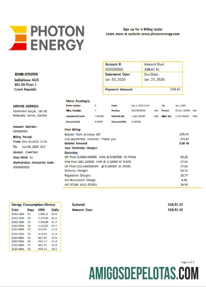 Republik Ceko Photon Energy Tagihan Tagihan desain