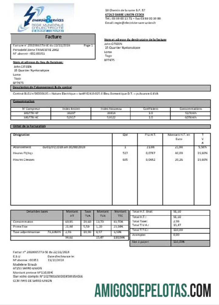 Prancis Energies & Services Re╠ügie Municipal dΓÇÖ Electricite╠ü Sarre serikat Listrik Tagihan Tagihan makering