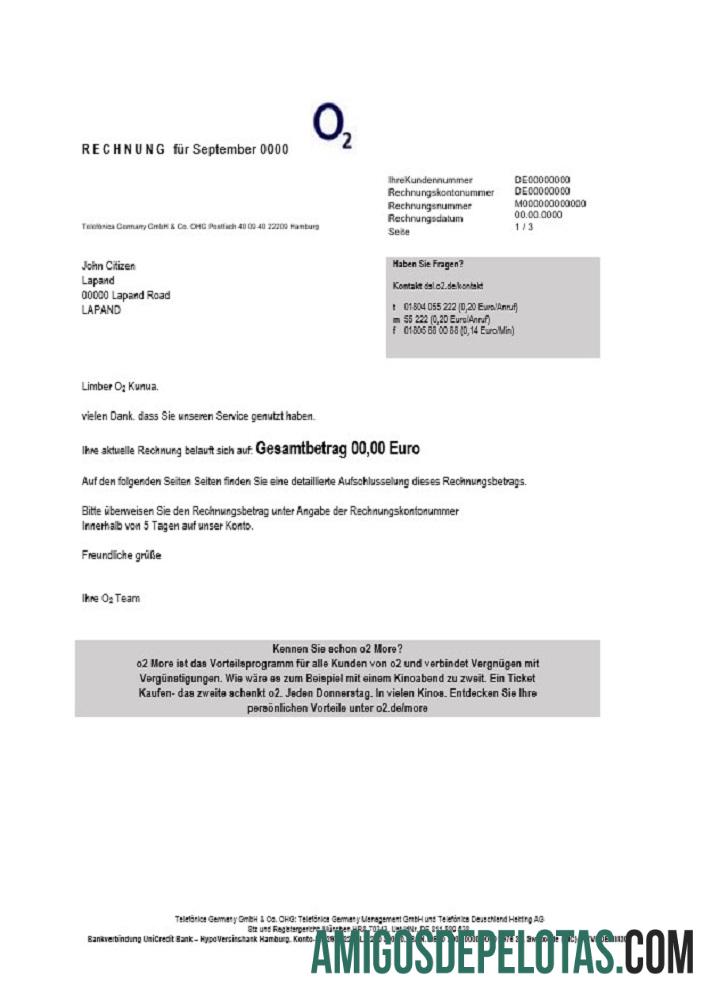 Jerman RECHNUNG O2 Tagihan Tagihan makering