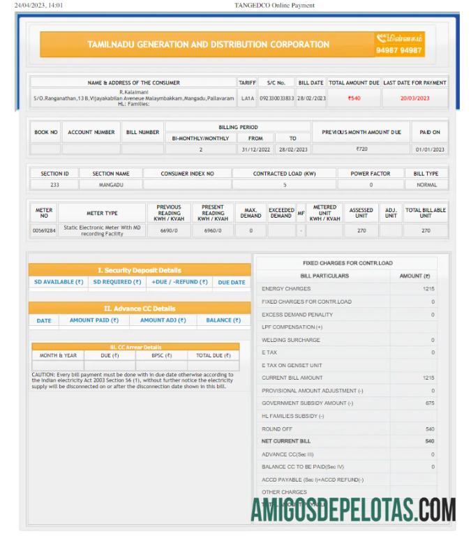 Dapat Diedit India TAMILNADU Tagihan Tagihan Word and PDF templat