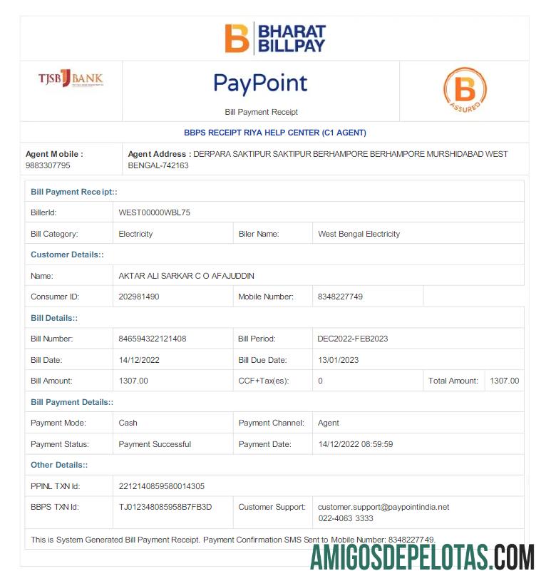 Dapat Diedit India WEST BENGAL Listrik Tagihan Tagihan Word and PDF templat