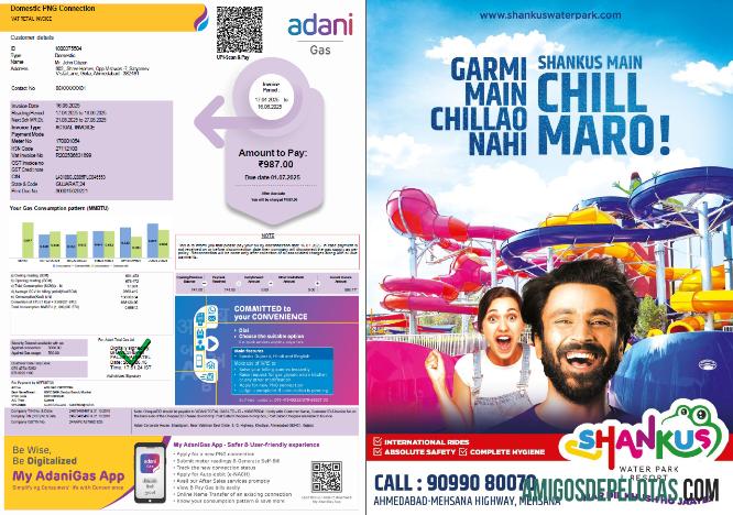 Realistis India Adani Gas Tagihan Tagihan templat in Word and PDF format, 3 pages, 1 2 pages