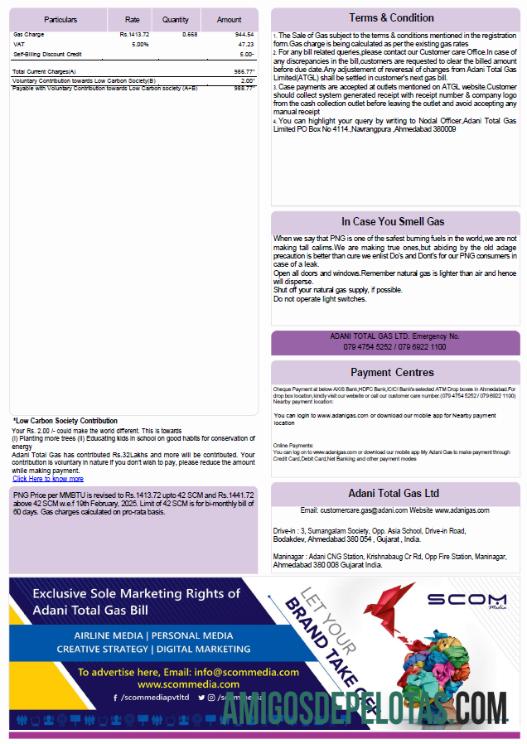 Premium India Adani Gas Tagihan Tagihan templat in Word and PDF format, 3 pages, 3rd Halaman