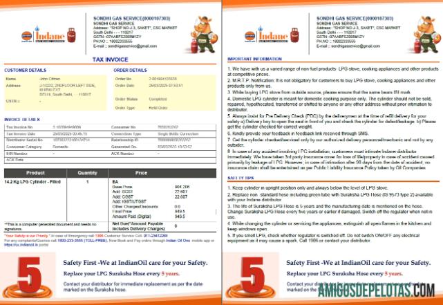 Dapat Diedit India Indian oil Tagihan Tagihan templat in Word and PDF format, 2 pages, versi 2