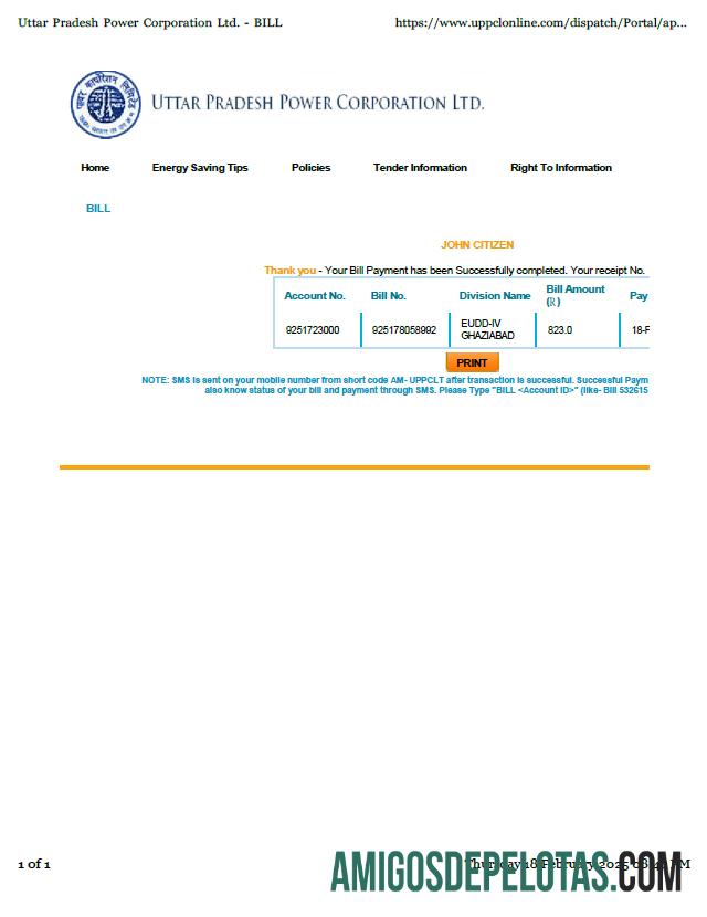 Dapat Diedit India Uttar Pradesh Power Corporation Limited Tagihan Tagihan templat in Word and PDF format
