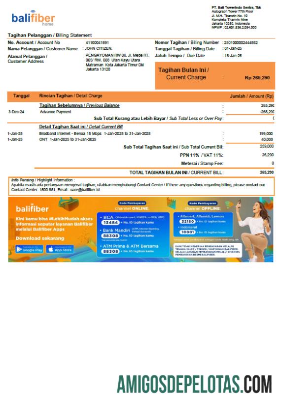 Dapat Diedit Indonesia Balifiber Tagihan Tagihan templat in Word and PDF format