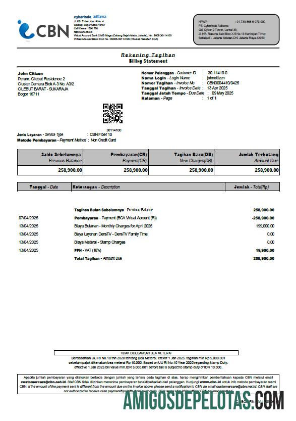 Dapat Diedit Indonesia Cyberindo Aditama Tagihan Tagihan templat in Word and PDF format