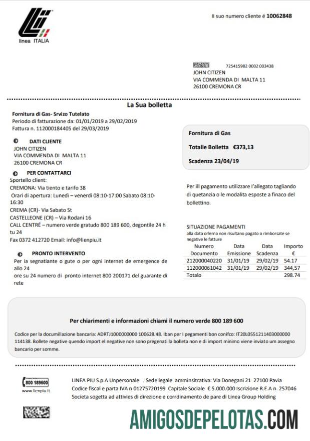 Berkualitas Italia Linea Italia Tagihan Tagihan templat in Word and PDF format