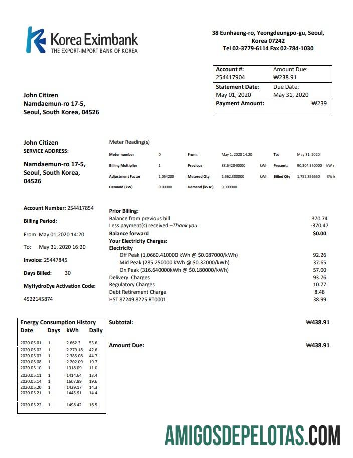 Premium Korea Eximbank templat in Word and PDF format, good for address prove