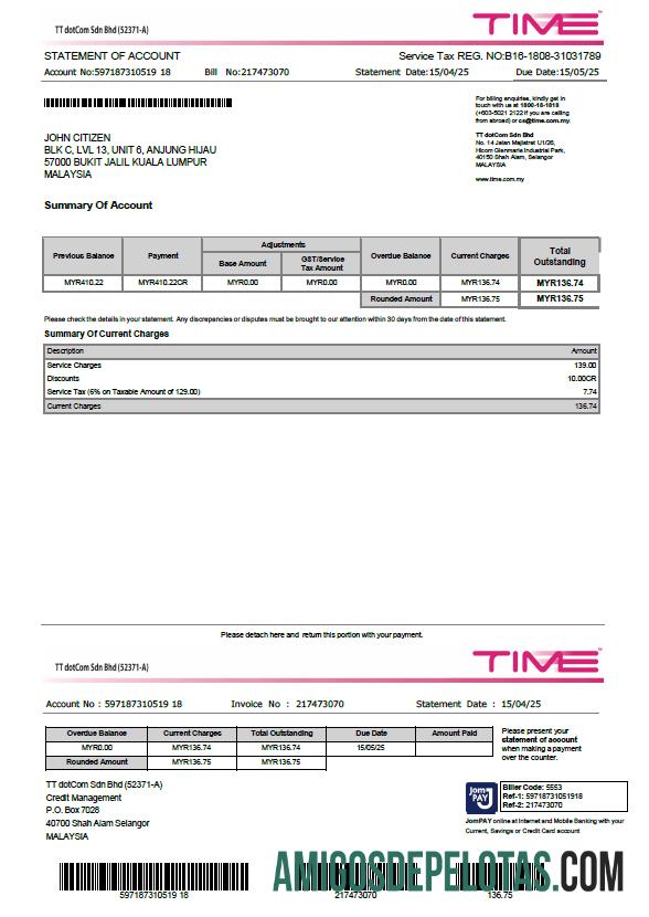 Berkualitas Malaysia Time Tagihan Tagihan templat in Word and PDF format