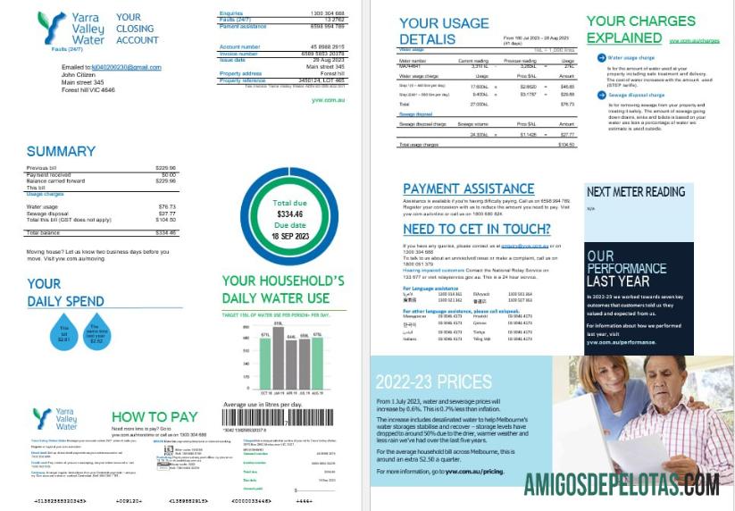 Melbourne Yarra Valley Air Air Tagihan Tagihan Word and PDF format, 2 pages pratinjau