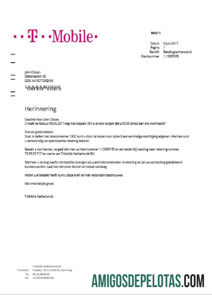 Dapat Diedit Belanda T Mobile Tagihan Tagihan templat in Word and PDF format