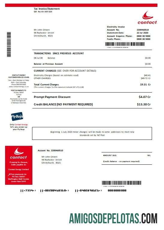 Realistis Selandia Baru Contact Energy proof of energy templat in Word and PDF format